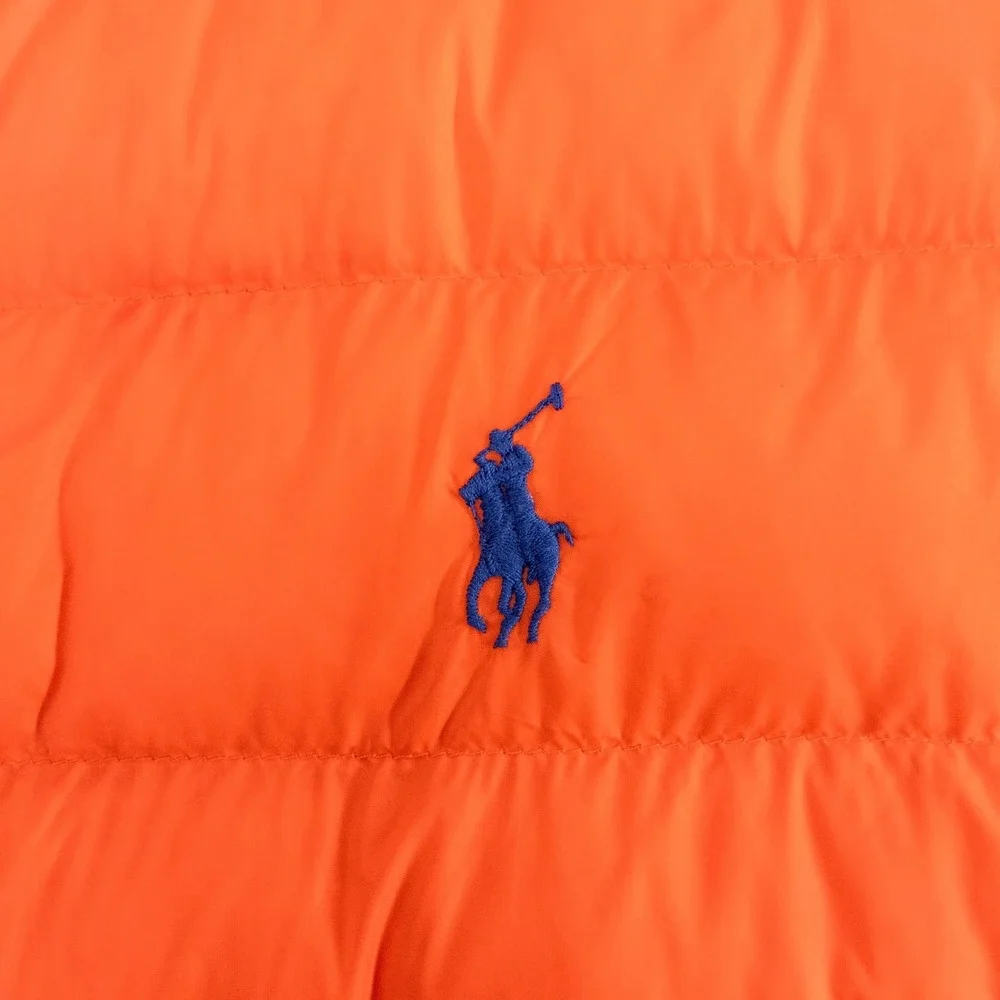 Polo Ralph Lauren Colden Packable Down Puffer Vest Men's Large Orange NWT $198